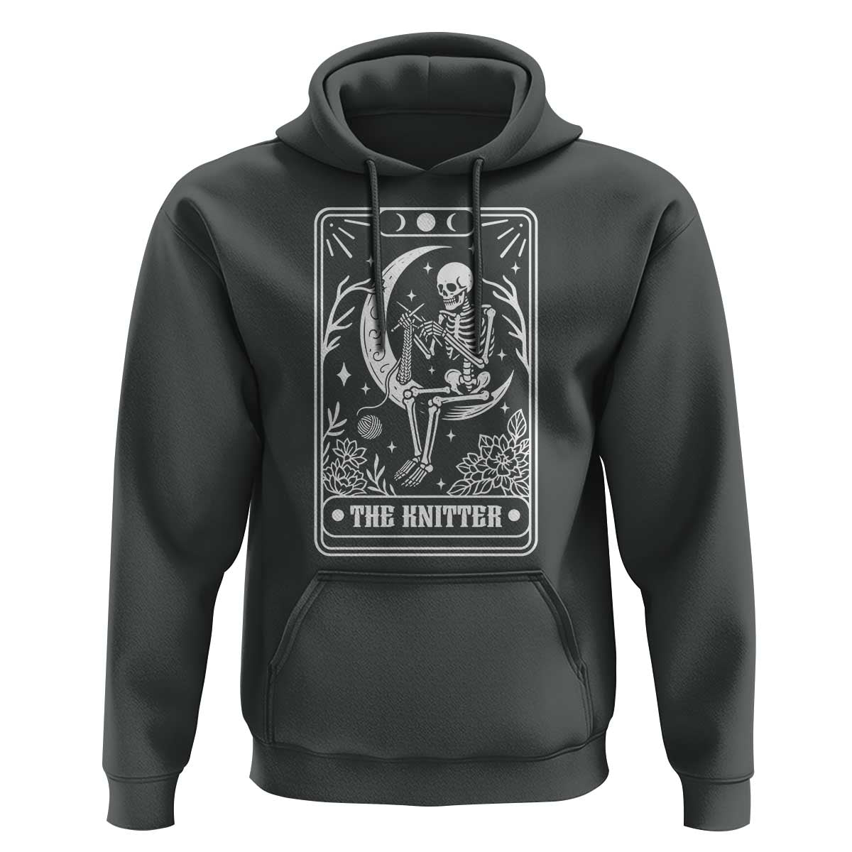 The Knitter Skeleton Hoodie Knitting Lover Gift Tarot Card Graphic - Wonder Print Shop