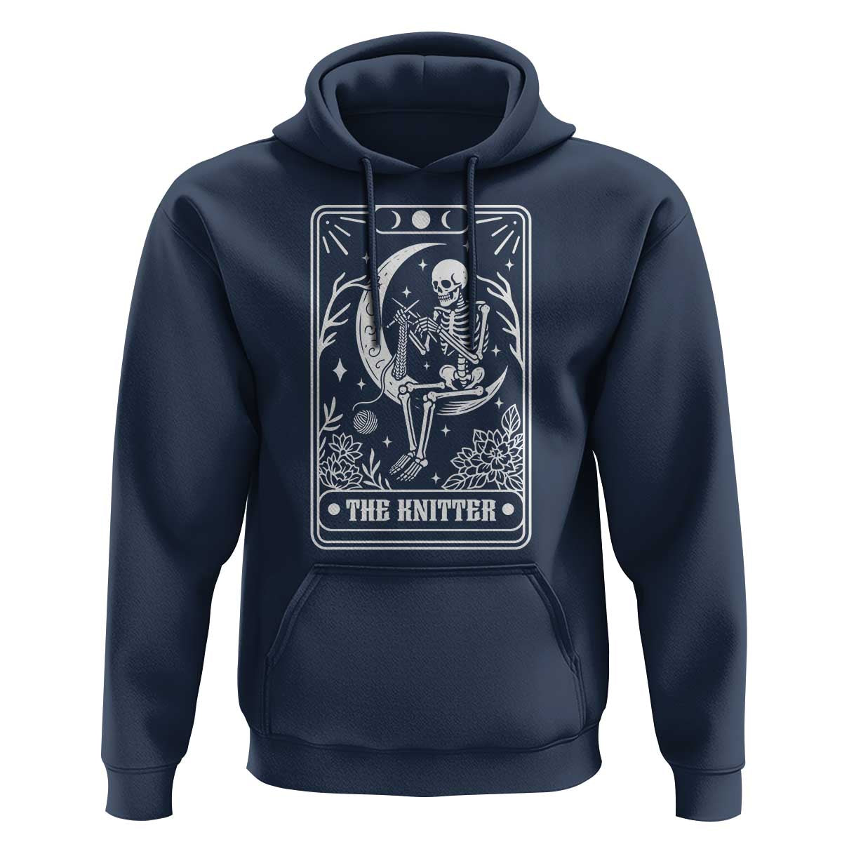 The Knitter Skeleton Hoodie Knitting Lover Gift Tarot Card Graphic - Wonder Print Shop