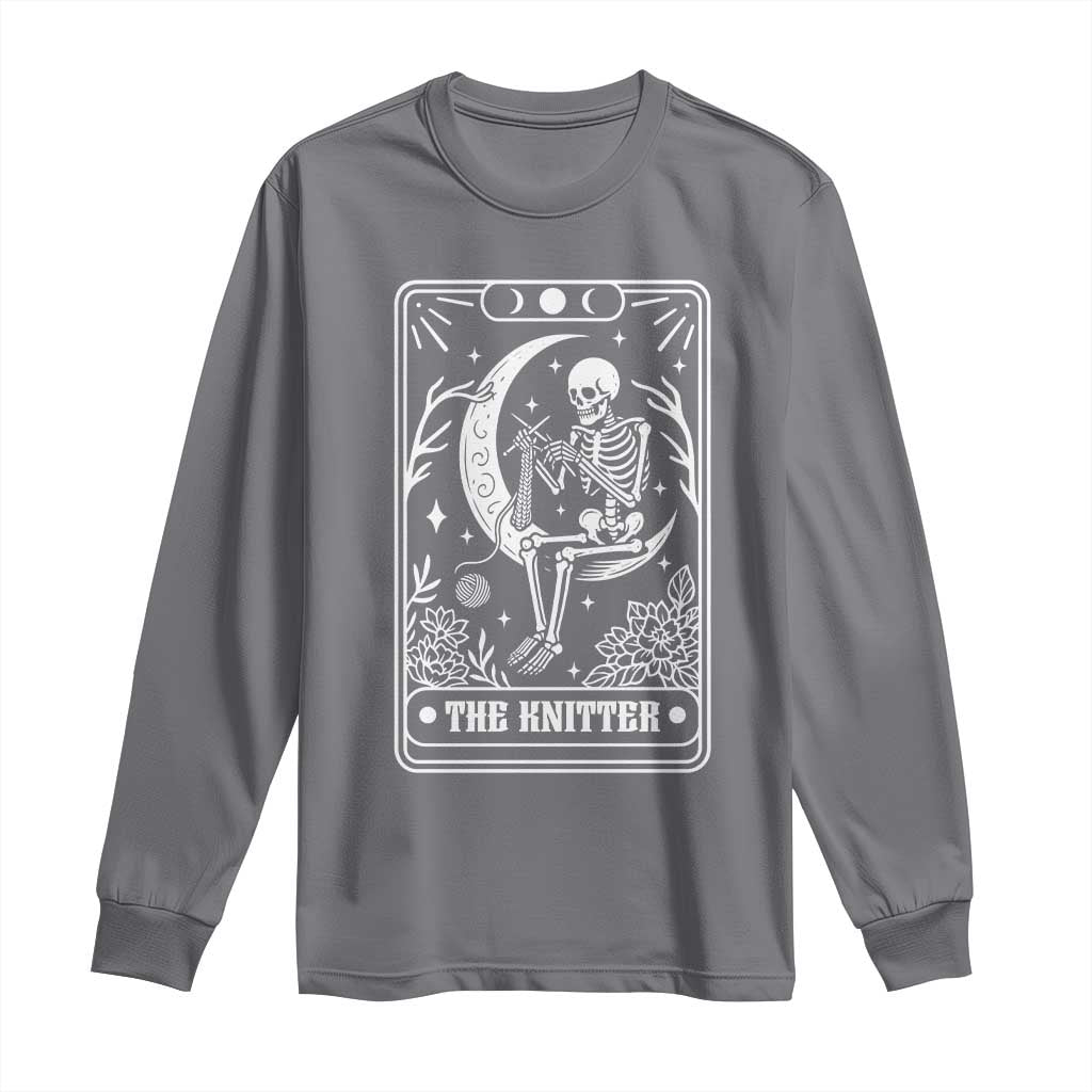 The Knitter Skeleton Long Sleeve Shirt Knitting Lover Gift Tarot Card Graphic - Wonder Print Shop