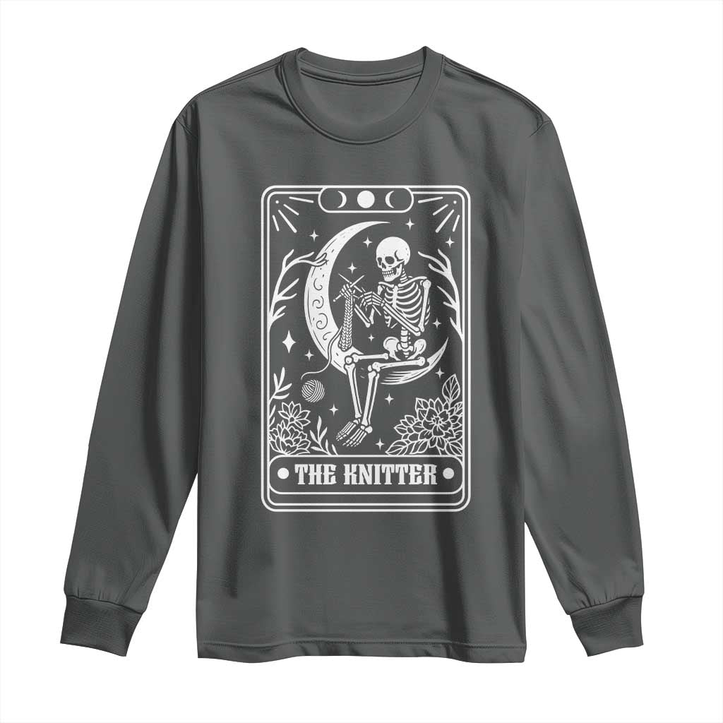 The Knitter Skeleton Long Sleeve Shirt Knitting Lover Gift Tarot Card Graphic - Wonder Print Shop