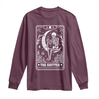 The Knitter Skeleton Long Sleeve Shirt Knitting Lover Gift Tarot Card Graphic - Wonder Print Shop