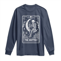 The Knitter Skeleton Long Sleeve Shirt Knitting Lover Gift Tarot Card Graphic - Wonder Print Shop
