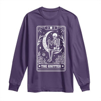 The Knitter Skeleton Long Sleeve Shirt Knitting Lover Gift Tarot Card Graphic - Wonder Print Shop