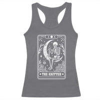The Knitter Skeleton Racerback Tank Top Knitting Lover Gift Tarot Card Graphic - Wonder Print Shop