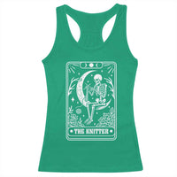 The Knitter Skeleton Racerback Tank Top Knitting Lover Gift Tarot Card Graphic - Wonder Print Shop