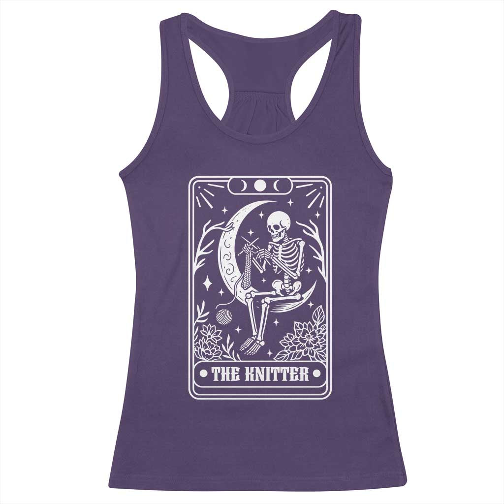 The Knitter Skeleton Racerback Tank Top Knitting Lover Gift Tarot Card Graphic - Wonder Print Shop