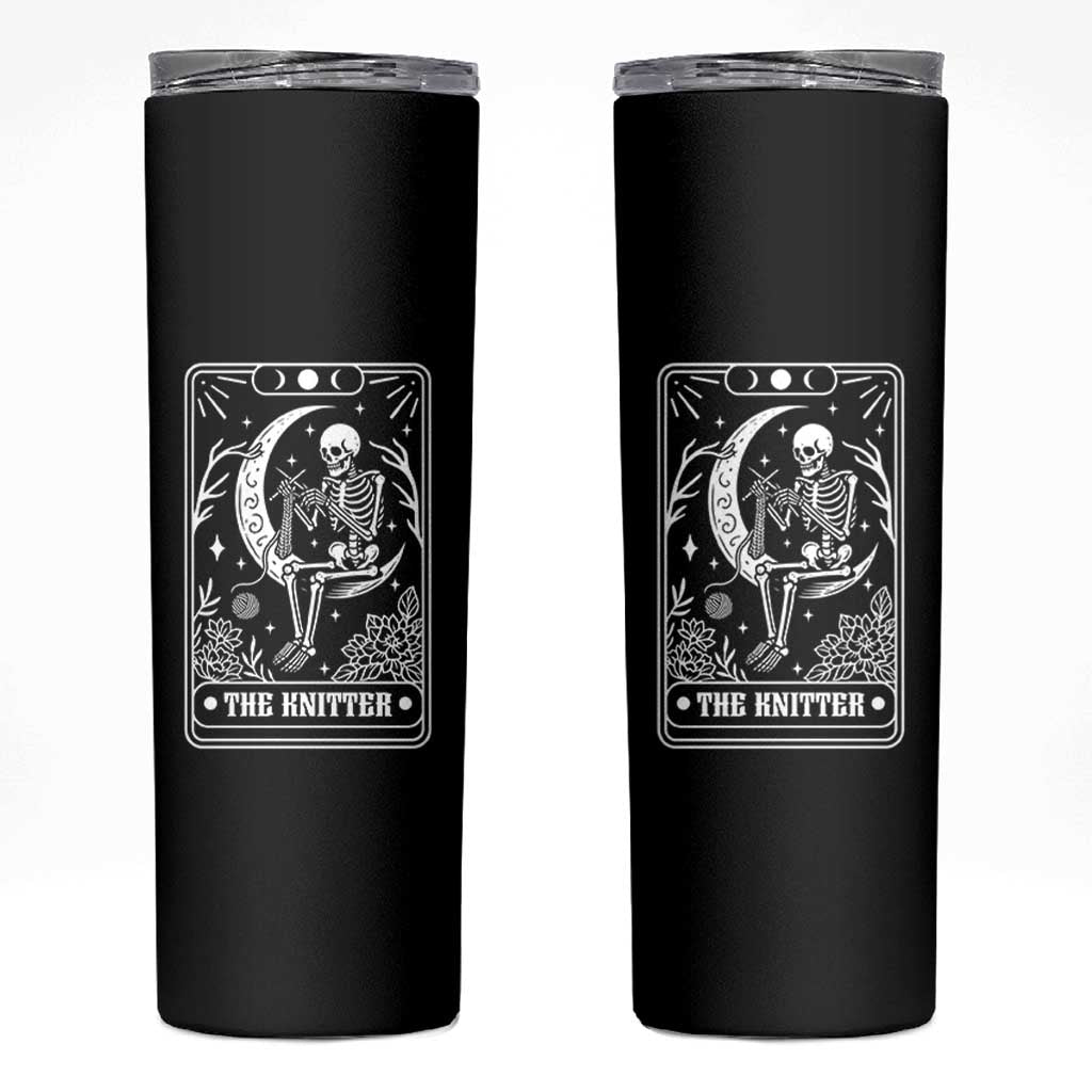 The Knitter Skeleton Skinny Tumbler Knitting Lover Gift Tarot Card Graphic - Wonder Print Shop