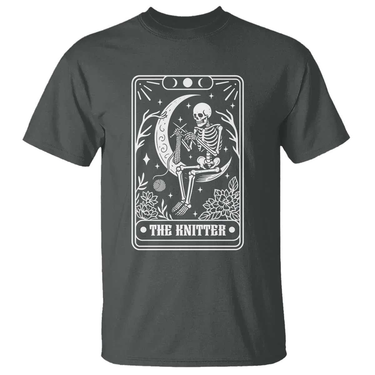 The Knitter Skeleton T Shirt Knitting Lover Gift Tarot Card Graphic - Wonder Print Shop