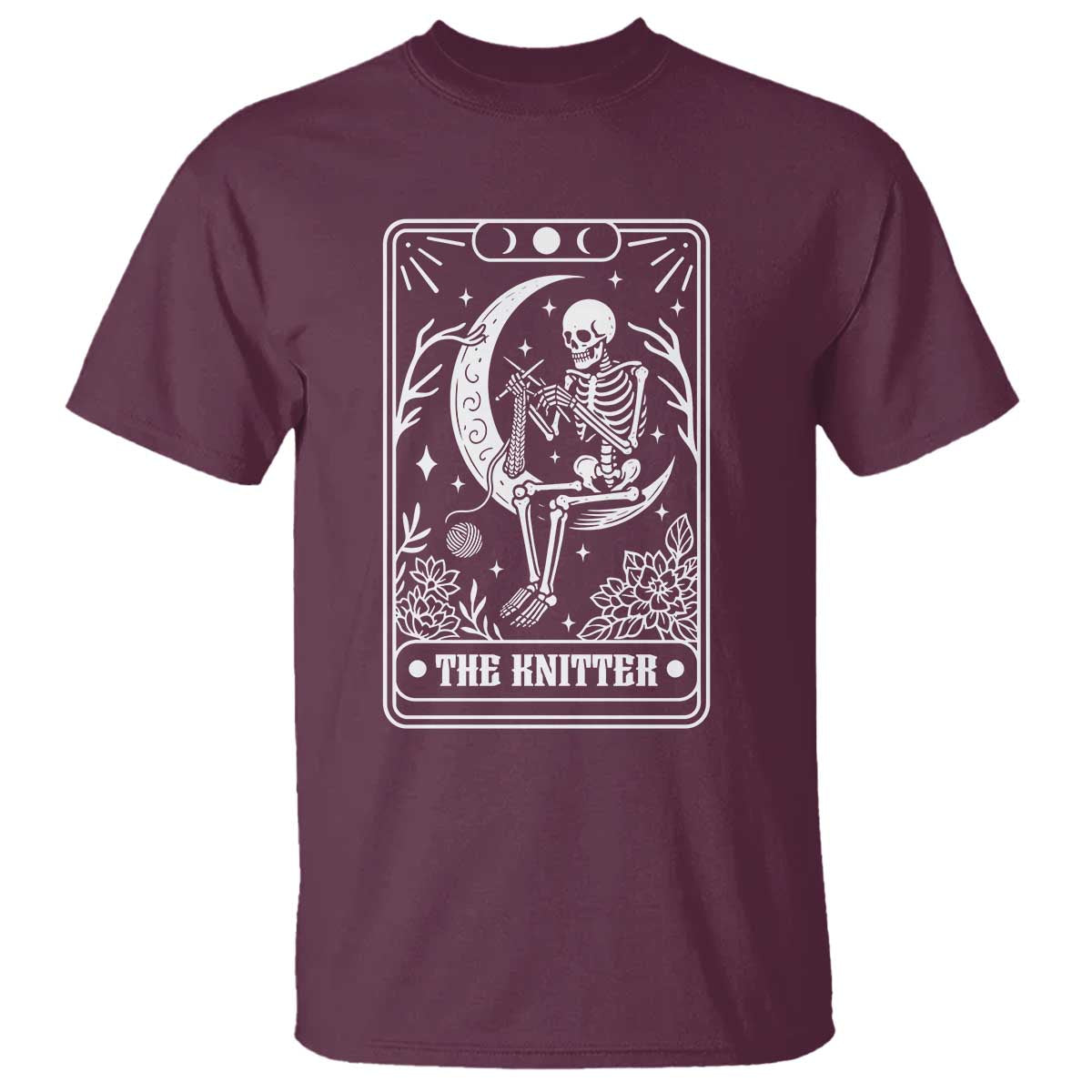 The Knitter Skeleton T Shirt Knitting Lover Gift Tarot Card Graphic - Wonder Print Shop