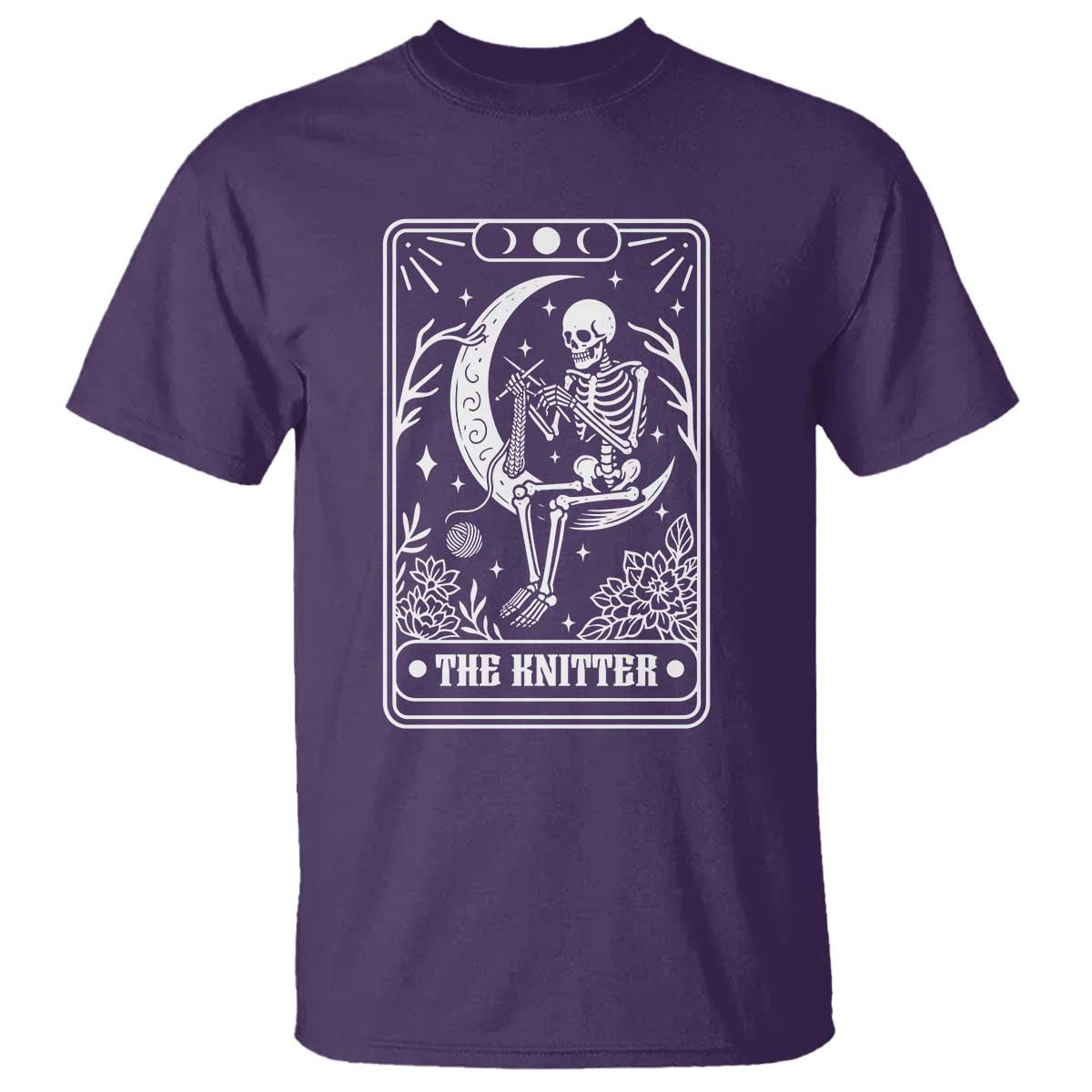 The Knitter Skeleton T Shirt Knitting Lover Gift Tarot Card Graphic - Wonder Print Shop