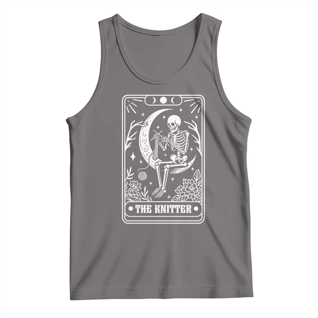 The Knitter Skeleton Tank Top Knitting Lover Gift Tarot Card Graphic - Wonder Print Shop
