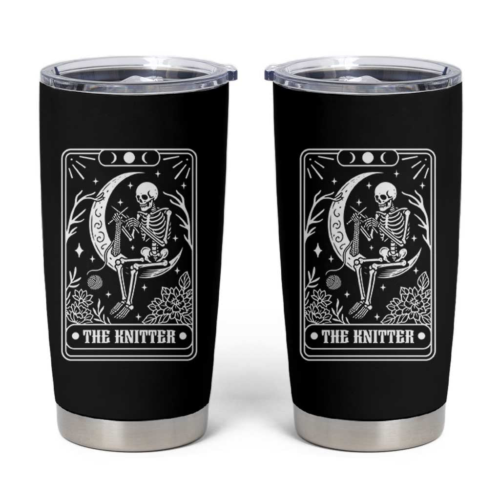 The Knitter Skeleton Tumbler Cup Knitting Lover Gift Tarot Card Graphic - Wonder Print Shop