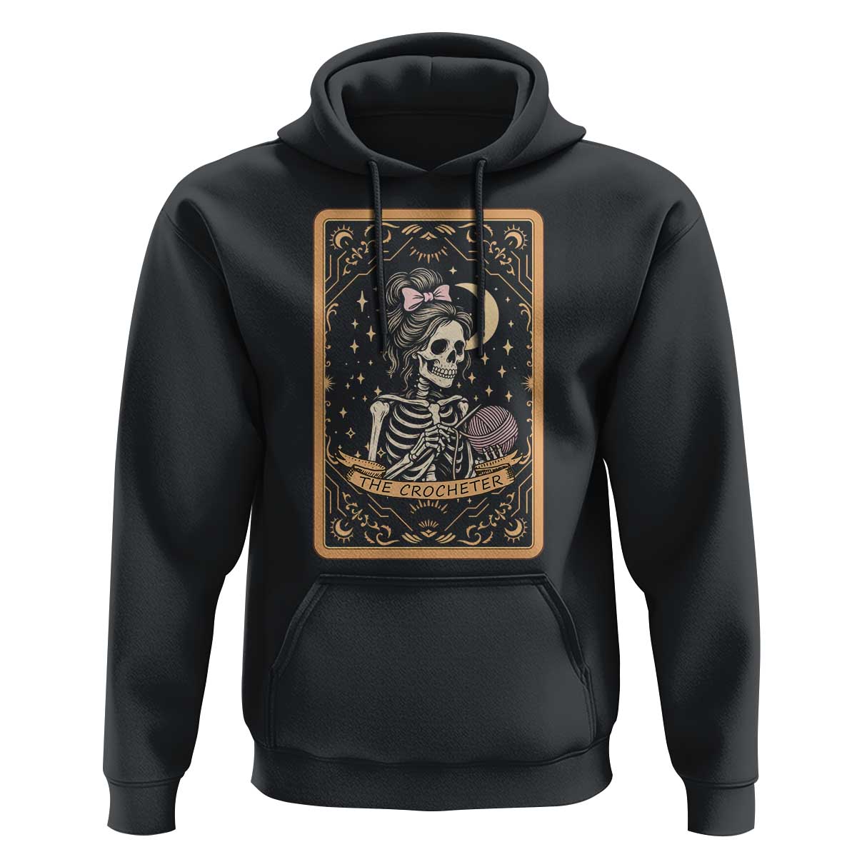 The Crocheter Skeleton Hoodie Crochet Lover Gift Tarot Card Graphic - Wonder Print Shop