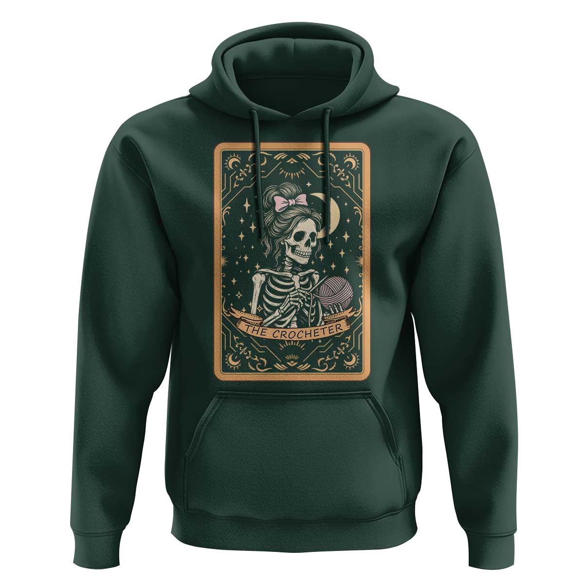 The Crocheter Skeleton Hoodie Crochet Lover Gift Tarot Card Graphic - Wonder Print Shop