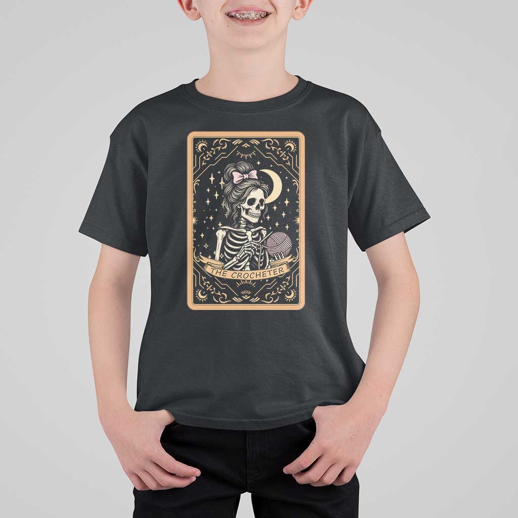 The Crocheter Skeleton T Shirt For Kid Crochet Lover Gift Tarot Card Graphic - Wonder Print Shop
