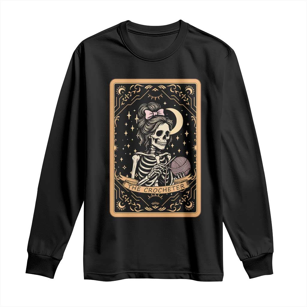 The Crocheter Skeleton Long Sleeve Shirt Crochet Lover Gift Tarot Card Graphic - Wonder Print Shop