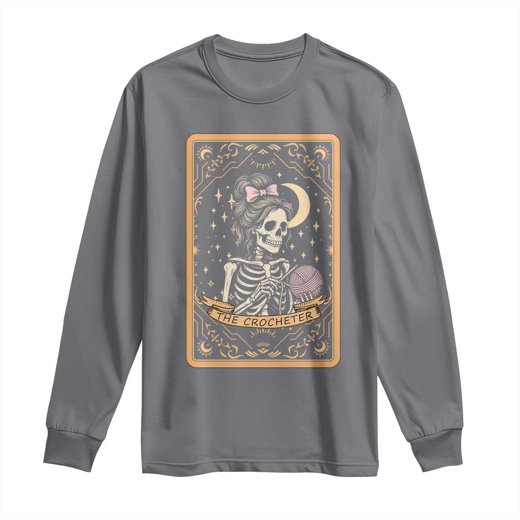 The Crocheter Skeleton Long Sleeve Shirt Crochet Lover Gift Tarot Card Graphic - Wonder Print Shop
