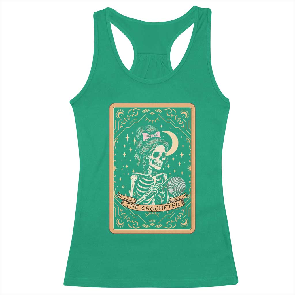 The Crocheter Skeleton Racerback Tank Top Crochet Lover Gift Tarot Card Graphic - Wonder Print Shop