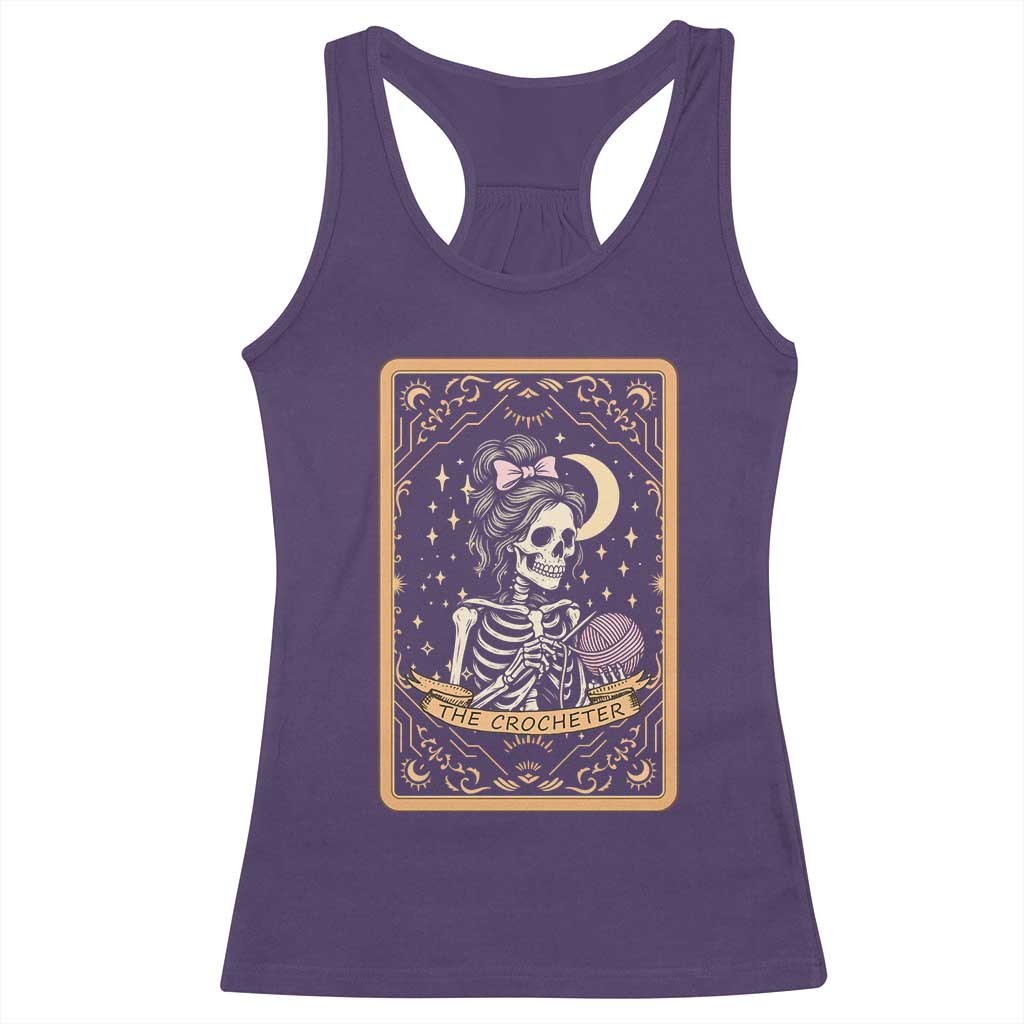 The Crocheter Skeleton Racerback Tank Top Crochet Lover Gift Tarot Card Graphic - Wonder Print Shop