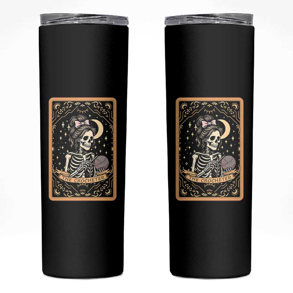 The Crocheter Skeleton Skinny Tumbler Crochet Lover Gift Tarot Card Graphic - Wonder Print Shop