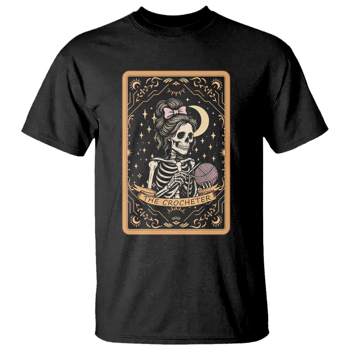 The Crocheter Skeleton T Shirt Crochet Lover Gift Tarot Card Graphic - Wonder Print Shop
