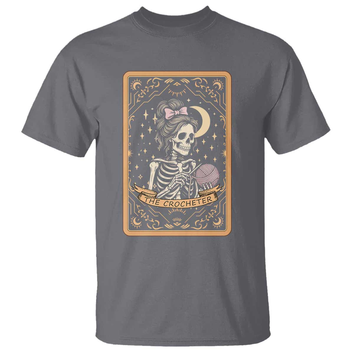 The Crocheter Skeleton T Shirt Crochet Lover Gift Tarot Card Graphic - Wonder Print Shop