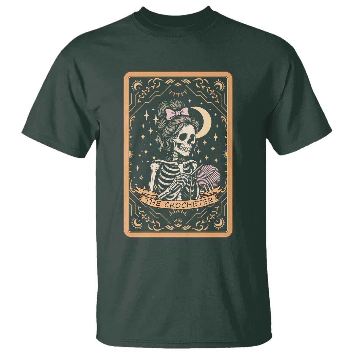 The Crocheter Skeleton T Shirt Crochet Lover Gift Tarot Card Graphic - Wonder Print Shop