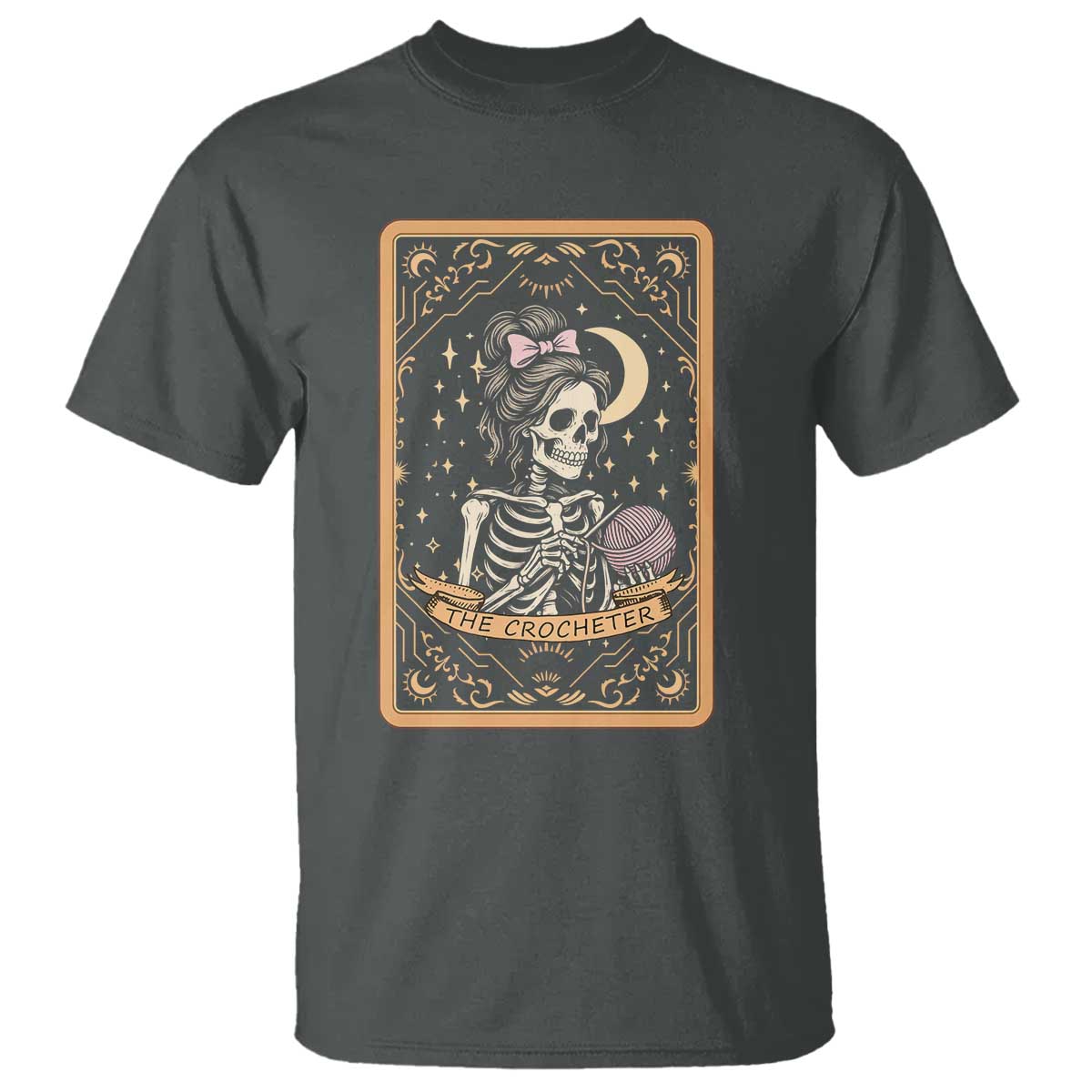 The Crocheter Skeleton T Shirt Crochet Lover Gift Tarot Card Graphic - Wonder Print Shop