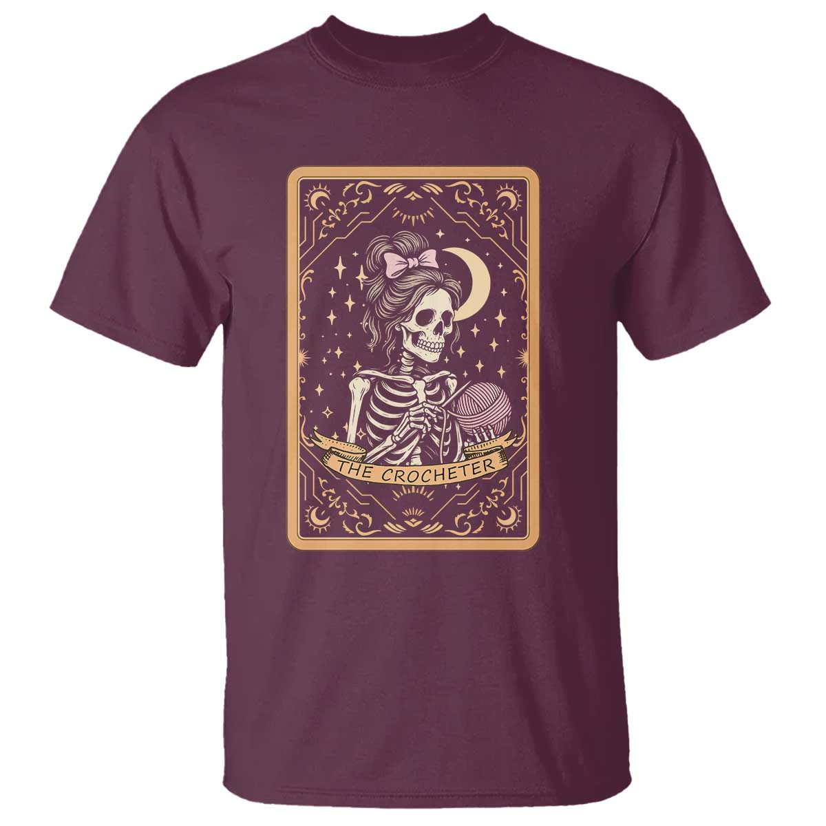 The Crocheter Skeleton T Shirt Crochet Lover Gift Tarot Card Graphic - Wonder Print Shop