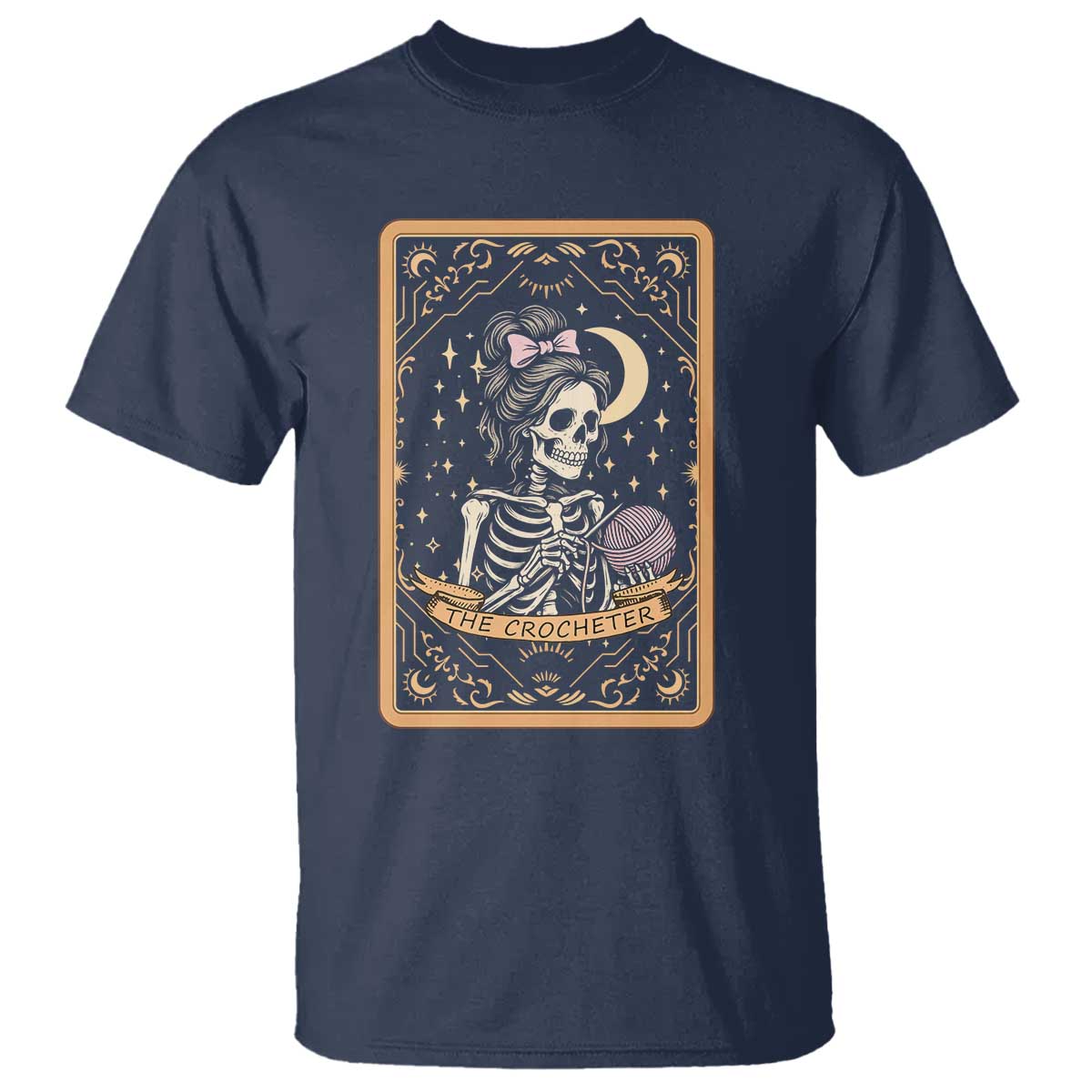 The Crocheter Skeleton T Shirt Crochet Lover Gift Tarot Card Graphic - Wonder Print Shop