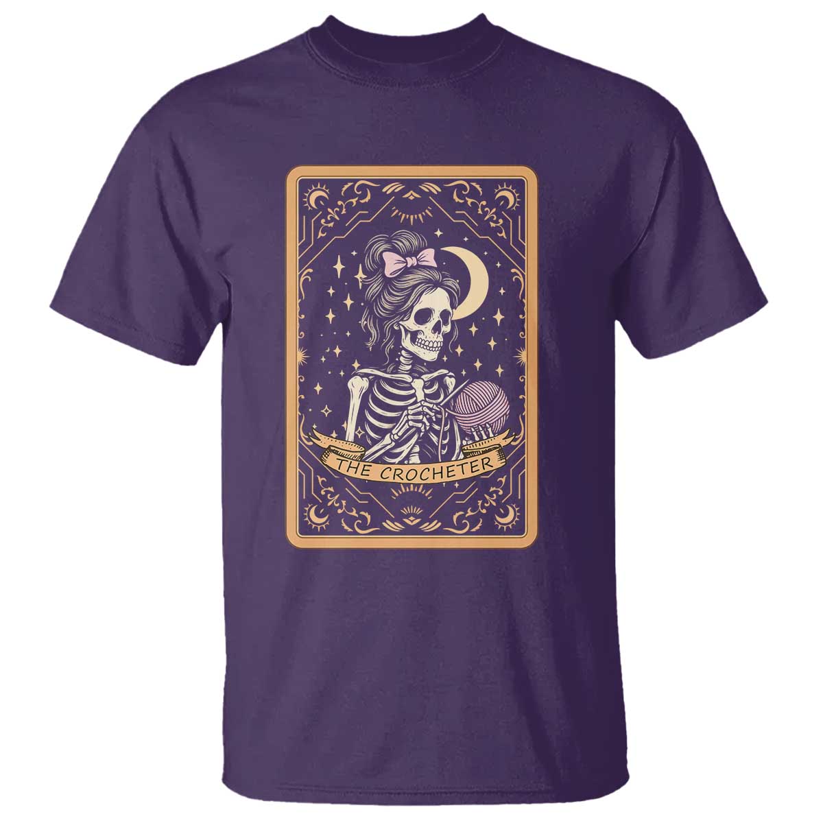 The Crocheter Skeleton T Shirt Crochet Lover Gift Tarot Card Graphic - Wonder Print Shop