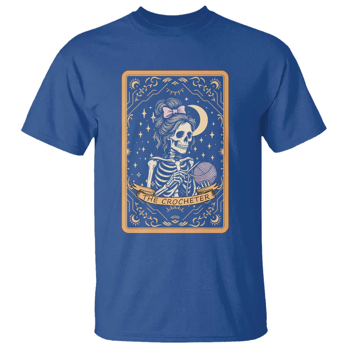 The Crocheter Skeleton T Shirt Crochet Lover Gift Tarot Card Graphic - Wonder Print Shop