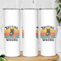 Funny Black Cat Skinny Tumbler Knitting Because Murder Is Wrong Gift - Wonder Print Shop