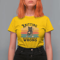Funny Black Cat T Shirt For Women Knitting Because Murder Is Wrong Gift - Wonder Print Shop