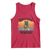 Funny Black Cat Tank Top Knitting Because Murder Is Wrong Gift - Wonder Print Shop