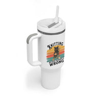Funny Black Cat Tumbler With Handle Knitting Because Murder Is Wrong Gift - Wonder Print Shop