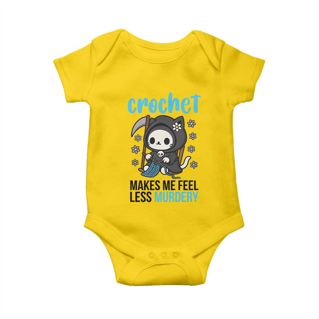 Crochet Makes Me Feel Less Murdery Baby Onesie Grim Reaper Cat Gift - Wonder Print Shop