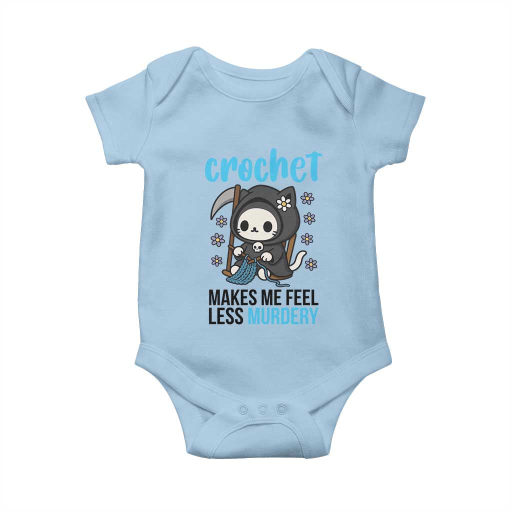 Crochet Makes Me Feel Less Murdery Baby Onesie Grim Reaper Cat Gift - Wonder Print Shop