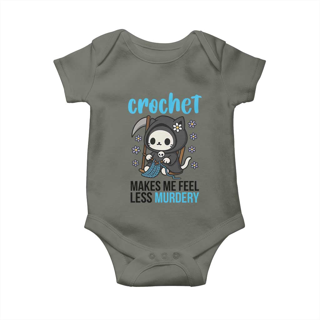 Crochet Makes Me Feel Less Murdery Baby Onesie Grim Reaper Cat Gift - Wonder Print Shop