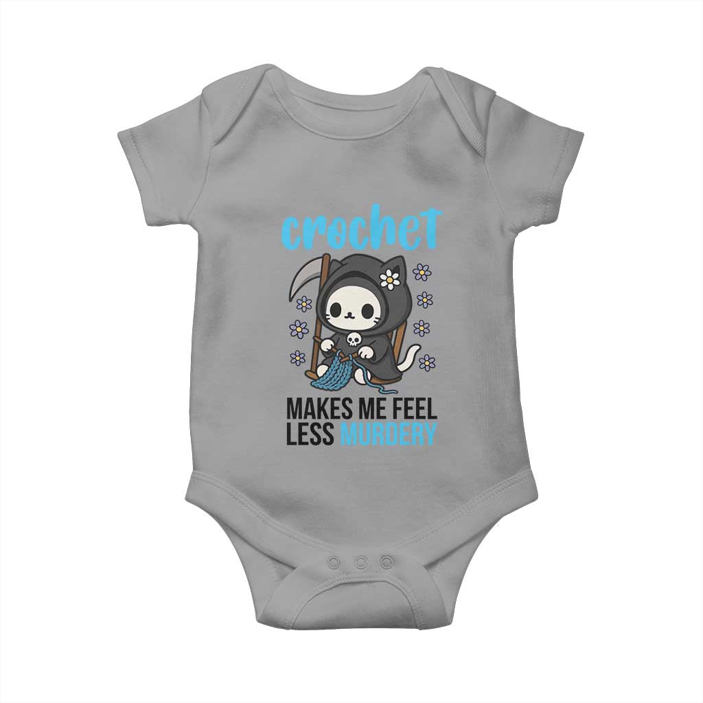 Crochet Makes Me Feel Less Murdery Baby Onesie Grim Reaper Cat Gift - Wonder Print Shop