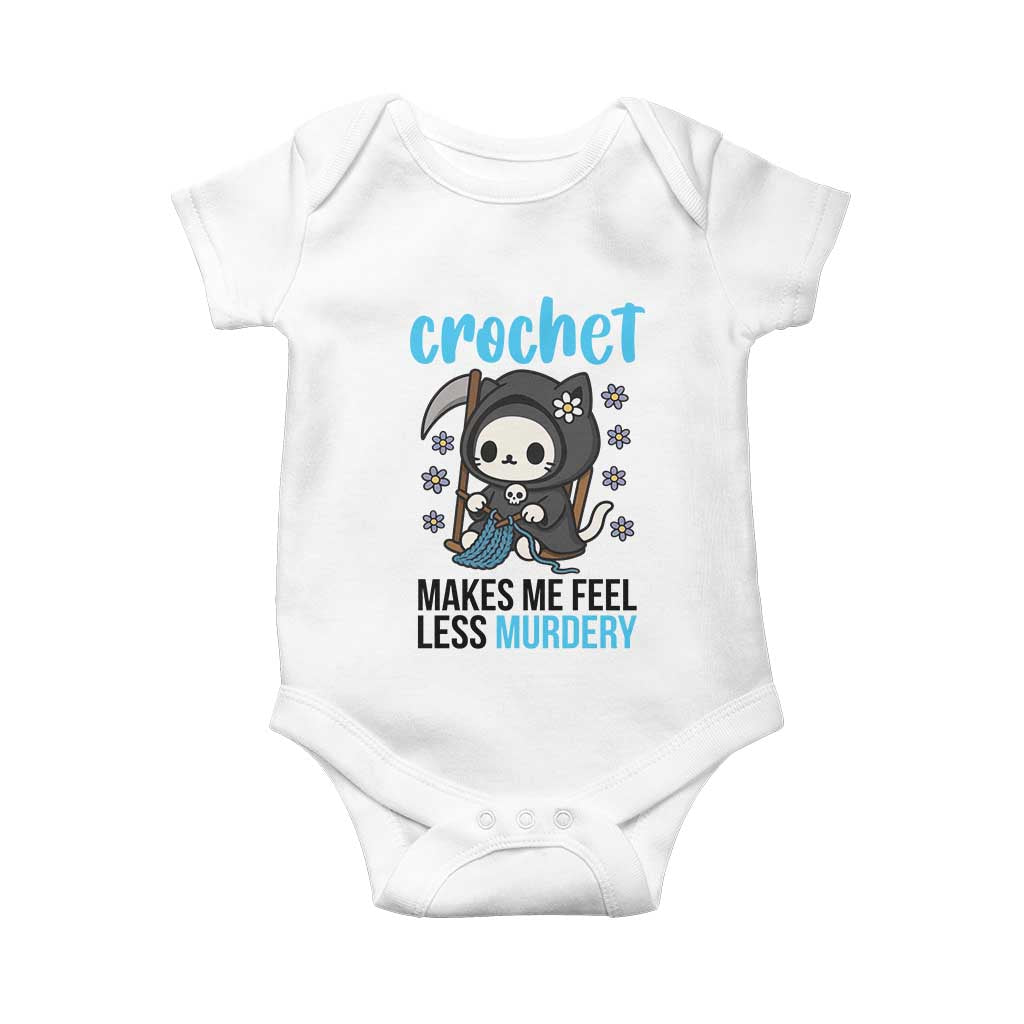 Crochet Makes Me Feel Less Murdery Baby Onesie Grim Reaper Cat Gift - Wonder Print Shop