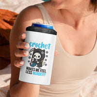 Crochet Makes Me Feel Less Murdery 4 in 1 Can Cooler Tumbler Grim Reaper Cat Gift - Wonder Print Shop