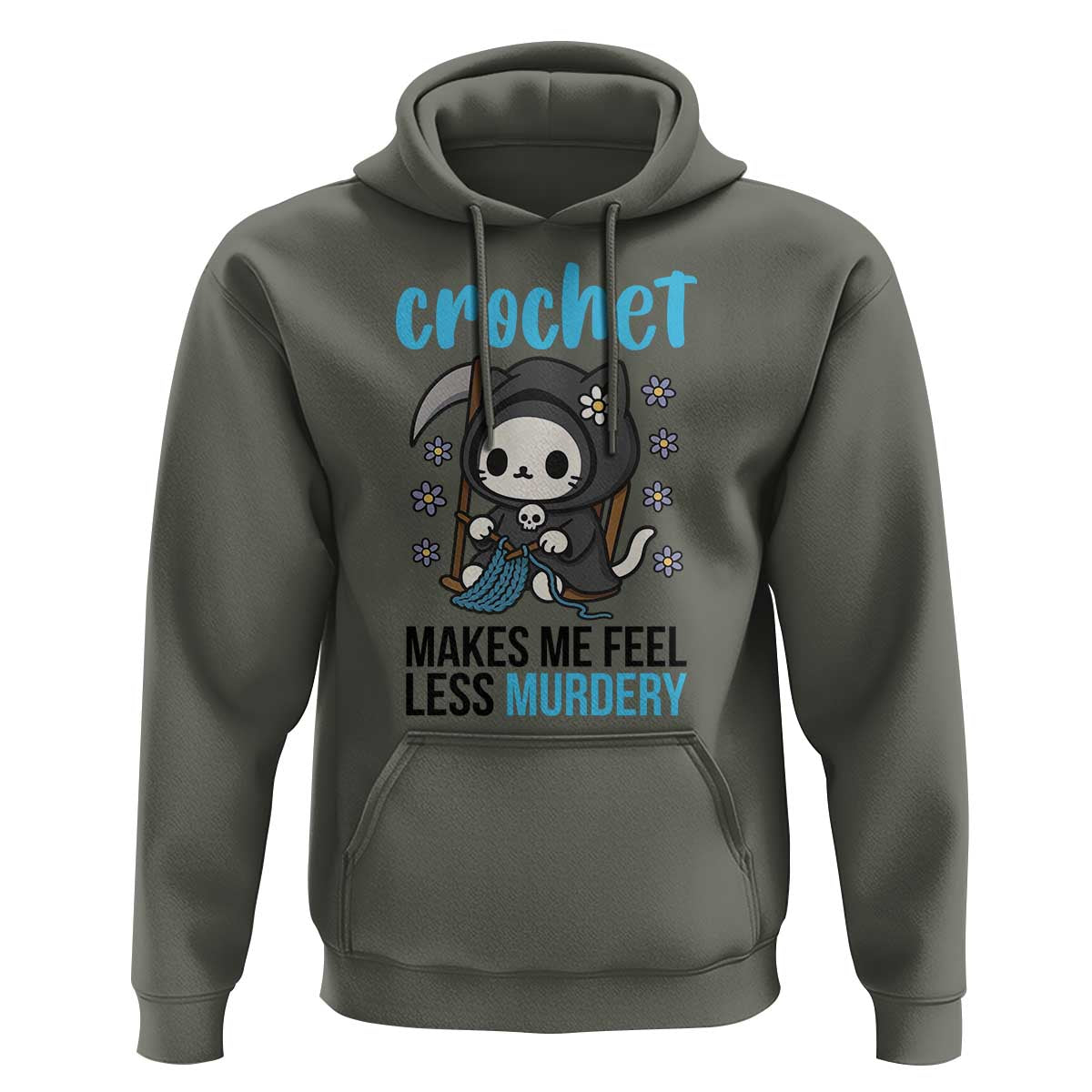 Crochet Makes Me Feel Less Murdery Hoodie Grim Reaper Cat Gift - Wonder Print Shop