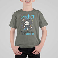 Crochet Makes Me Feel Less Murdery T Shirt For Kid Grim Reaper Cat Gift - Wonder Print Shop