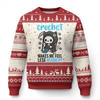 Crochet Makes Me Feel Less Murdery Ugly Christmas Sweater Grim Reaper Cat Gift - Wonder Print Shop