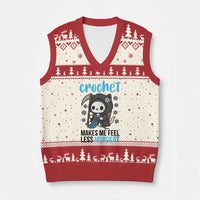 Crochet Makes Me Feel Less Murdery V-Neck Knit Sweater Vest Grim Reaper Cat Gift - Wonder Print Shop
