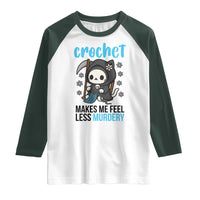 Crochet Makes Me Feel Less Murdery Raglan Shirt Grim Reaper Cat Gift - Wonder Print Shop