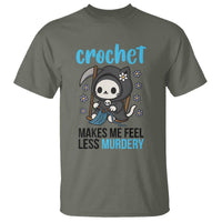 Crochet Makes Me Feel Less Murdery T Shirt Grim Reaper Cat Gift - Wonder Print Shop