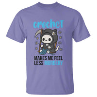 Crochet Makes Me Feel Less Murdery T Shirt Grim Reaper Cat Gift - Wonder Print Shop