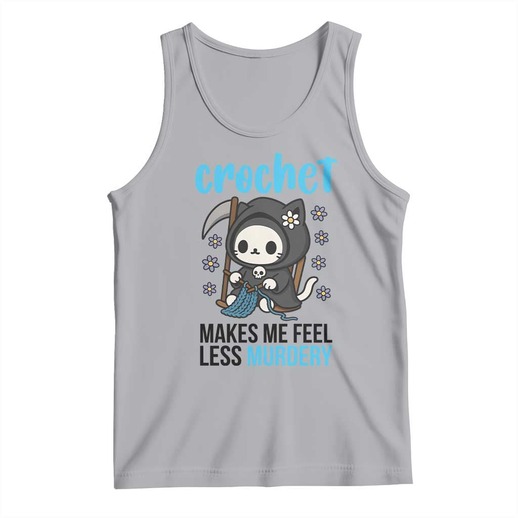 Crochet Makes Me Feel Less Murdery Tank Top Grim Reaper Cat Gift - Wonder Print Shop